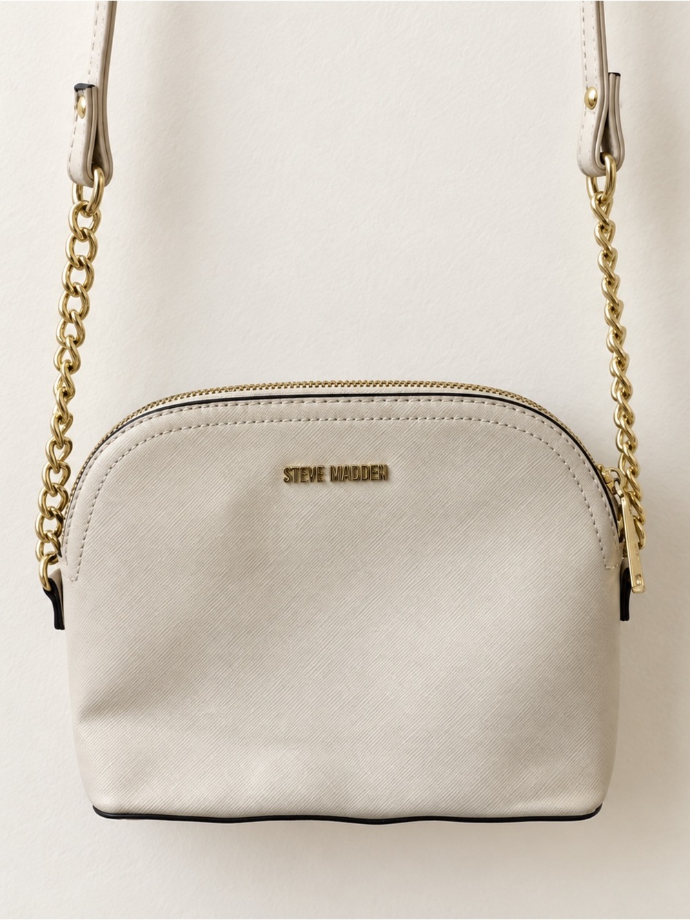Steve Madden Beige Crossbody Bag Gold Chain Dome Travel Everyday